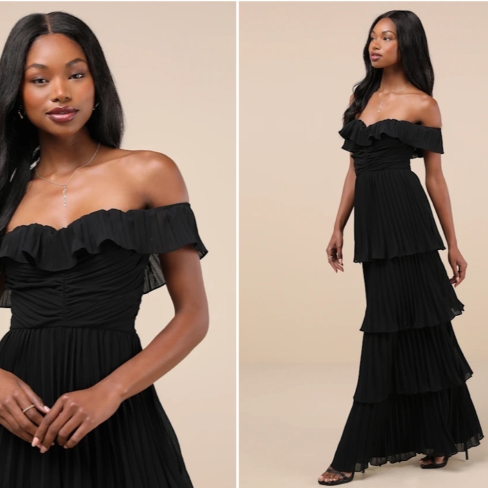 LULUS Sexy Prom Wedding Bridesmaid Tiered Ruffles Flowy Elegant Maxi Dress